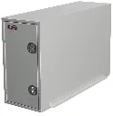 A-CP55 - Aluminum Heavy Duty Truck Cross-Pack Service Backpack Truck Boxes, Both End Single Side Open Doors with Gas Springs and SS DT-T-Handle Locks, Adjustable Shelves, Swivel Hooks & Frame Mount.