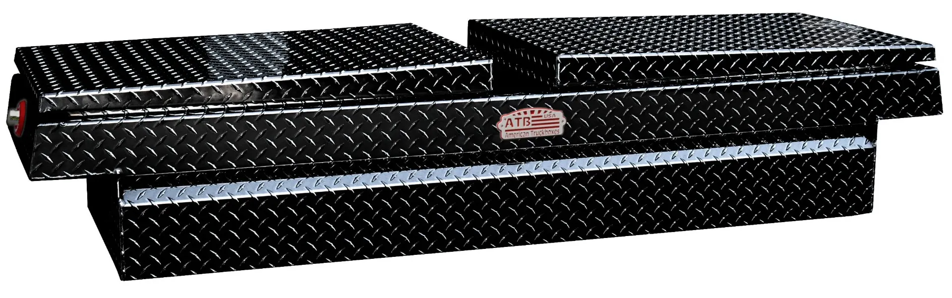 A-HG Series - Aluminum Pickup Truck Crossover Gull Wing Toolbox, Heavy Duty, Double Top Open Lids with Advanced Push Button Locks, Pro-Sliding Tray & Mounting Hardware, All Diamond TP Finish 