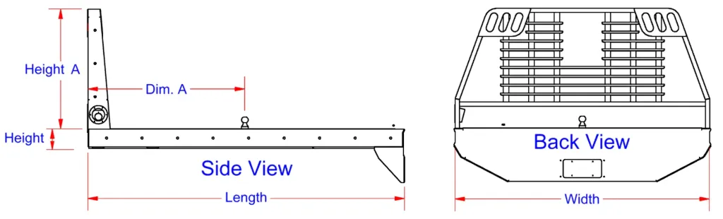 [A-FB51W-510687-ST] A-FB51 Series Aluminum Flat Beds with Headache Rack, Smooth Aluminum Floor and LED Lighting Kit (5"H-106D-87W Rack 40"H 8' Bed)