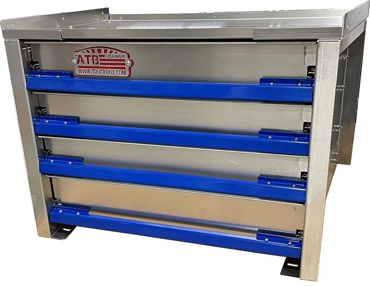 A-IK41 - .090 Aluminum Drawer Insert Kit with Removable Dividers, Heavy Duty, Rubber Inside Mats & 250lb Lock-In/Out Slides