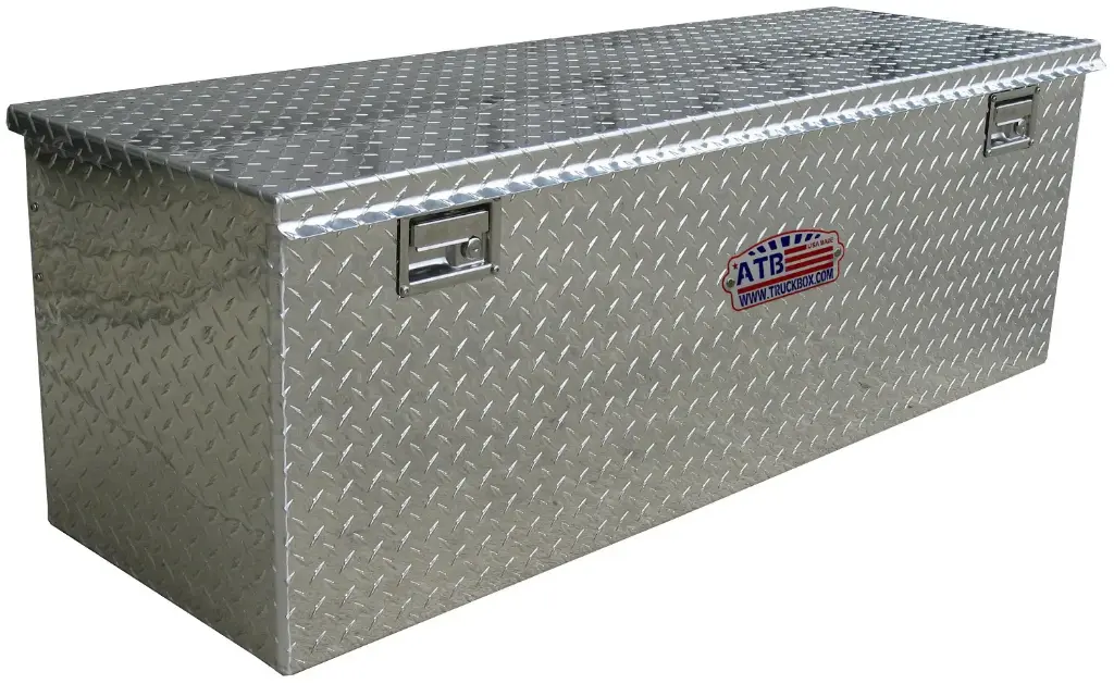 A-TC41B - Aluminum Truck Top Chest Super HD Toolbox, All Diamond TP Finish, Top Open Single Lid with Gas Springs and Double Lift Handle Lock