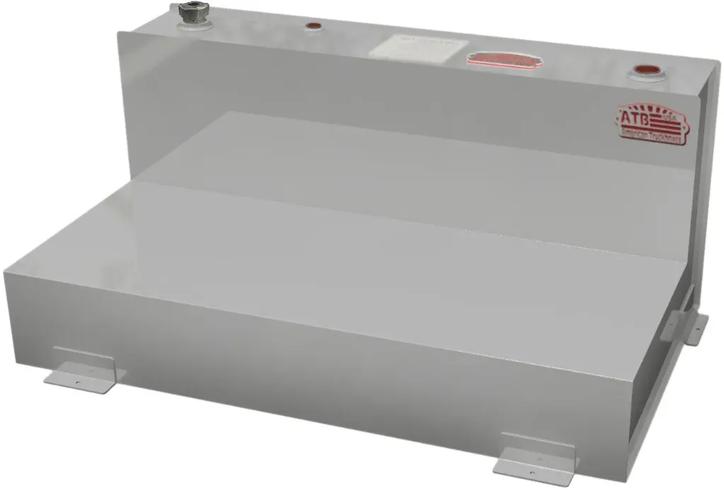 [A-TL51-203148S-T2] A-TL51 - 10g Aluminum L-Shape Fuel Tank with Mounting L-Brackets, Double Baffled, Two 2" & One 1-1/2" Top Fittings & 3/8" Bottom Side Drain (20H, 31D, 48W)