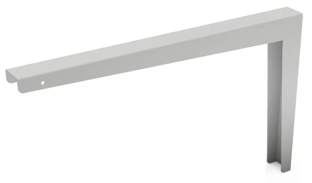 SSB4 - Steel L-Shape Shelf Wall Bracket, One Piece 14g, With Mounting Holes, Powder Coated Gloss White