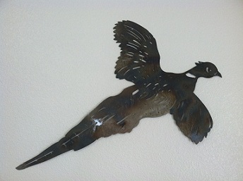 SAPT01B - Laser Cut Steel Wall Art, Pheasant, Color Burn, Powder Coated Clear