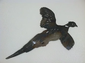[SAPT01B-1] SAPT01B - Laser Cut Steel Wall Art, Pheasant, Color Burn, Powder Coated Clear (22" x 15")