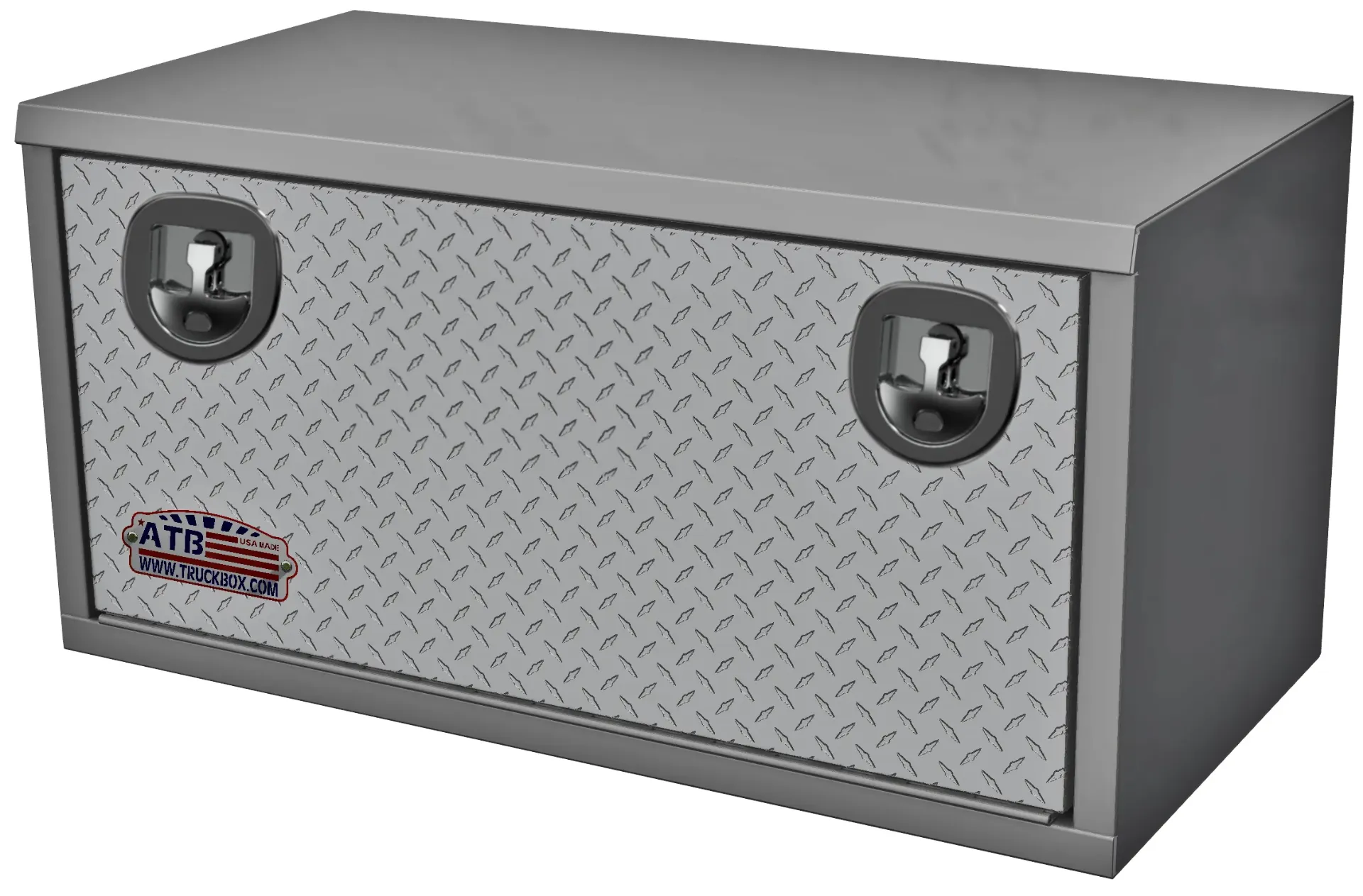 A-SR41 - Aluminum Truck Trailer Service Utility HD Toolboxes - Smooth Body & Diamond Tread Plate Single Drop Open Door with Cable Supports and  SS Dolphin Tale T-Handle Lock