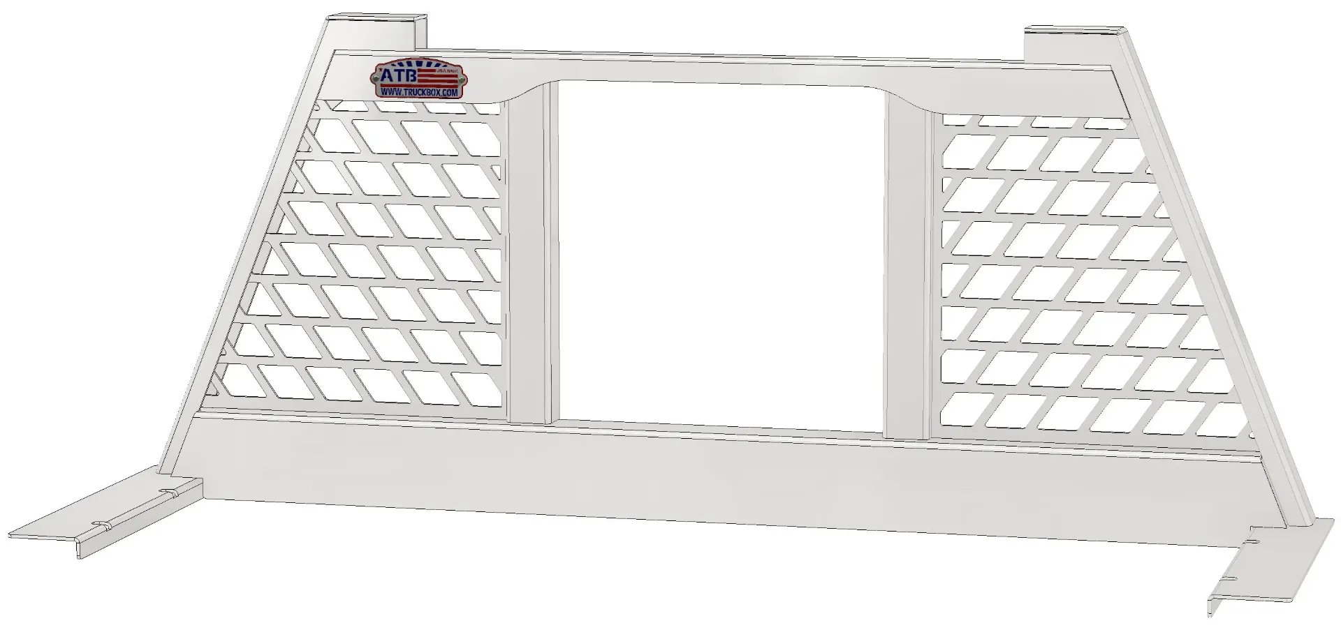 A-HF63W - .190g Aluminum Pickup HD Front Headache Rack, Tri-Rect Screens, Window