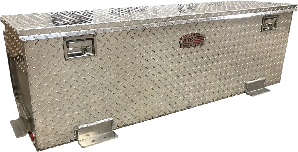 [A-TT51-191758-TT] A-TT51 - Aluminum Pickup Truck Chest Fuel Tank Combo Toolbox, 45 to 48 Gal Heavy Duty, All Diamond TP Finish, Top Open Single Lid with Gas Springs, Lift Handle Locks and Optional Powder Coat Finish. (45 Gal. 19H-17D-58W)