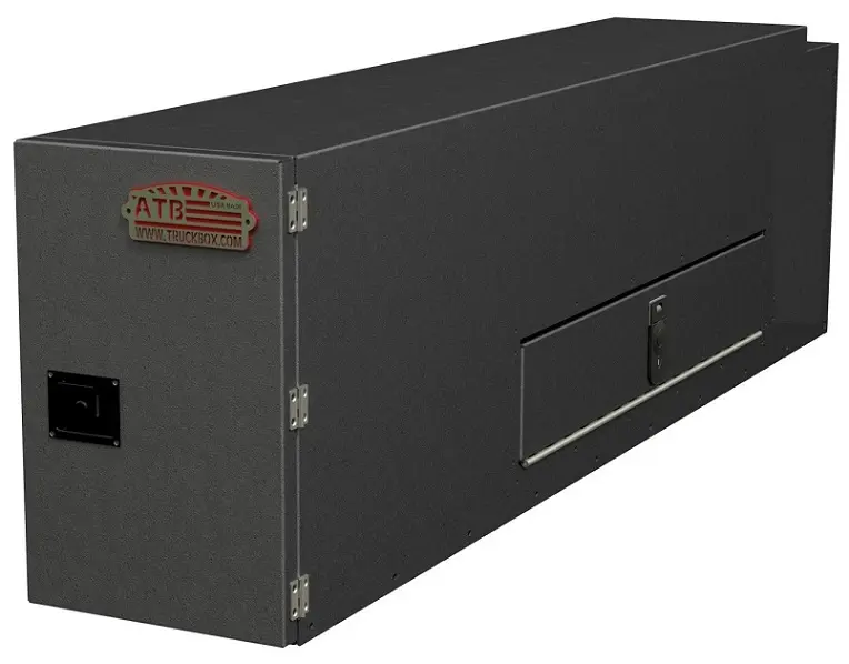 [A-DF42-207412LCN-SBX4] A-DF42- 20"H x 74"D x 12"W- Aluminum Truck Pickup Drawer Fender Toolbox, HD, All Smooth Finish, 4 Drawers (1-2 = 60" & 2-3 =16"), Left Side Open Door (Driver Side) With Pull Handle Lock, With Back Notched, Drop Open Compartment At Fender & Top/Back Compartment, Powder Coated MX-Black 