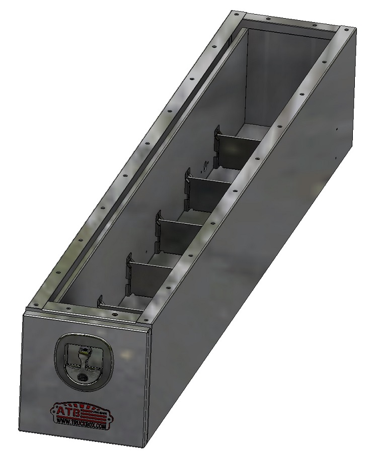[A-FU42-127212-S1] A-FU42 - 12"H x 72"D x 12"W - Aluminum Pickup Fender Under Box Mount Drawer Box, HD, All Smooth Body Finish, One 60" Drawers and Pull Open Door with SS DT-T-Handle Lock