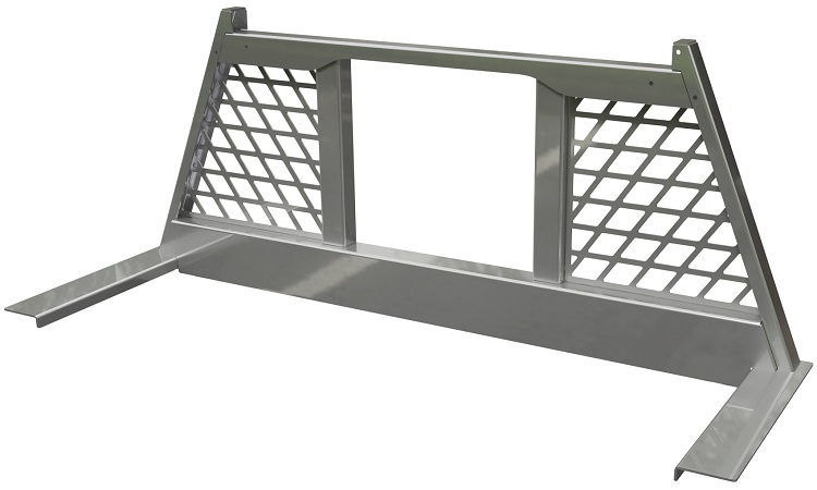 [A-HF63W-2672-S] A-HF63W - 26"H x 3"D x 72"W (T48.9) - .190g Aluminum Pickup HD Front Headache Rack, Tri-Rect Screens, Window, Plain Aluminum Finish