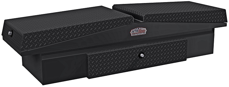 [A-LG4-16.52072-TBX1] A-LG4 - 16.5"H x20"D x72"W - Aluminum Pickup HD LP Cross Toolbox, W/Drawer, Pro-Tray, M-Hardware, Smooth Body and Double Top Open TP Lids and Push-in Locks & All Powder Coated MX Black