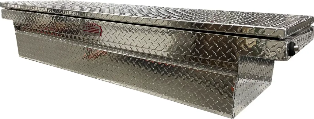 A-MC Series - Aluminum Low Medium Profile Crossover Pickup Toolbox, Heavy Duty, Single Top Open Lid with Push Button Locks, Pro-Sliding Tray & Mounting Hardware, Diamond TP Finish, Smooth Aluminum or Powder Coated Finish