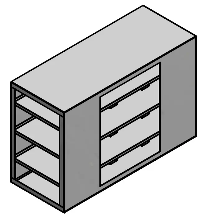 [A-PT51-365522-S3] A-PT51 - 36"H x 55"D x 22"W - 10g Aluminum HD Pickup Cab Back Seat Shelf with Middle Cutout 55" & 3 Welded Shelves, All Smooth Finish 