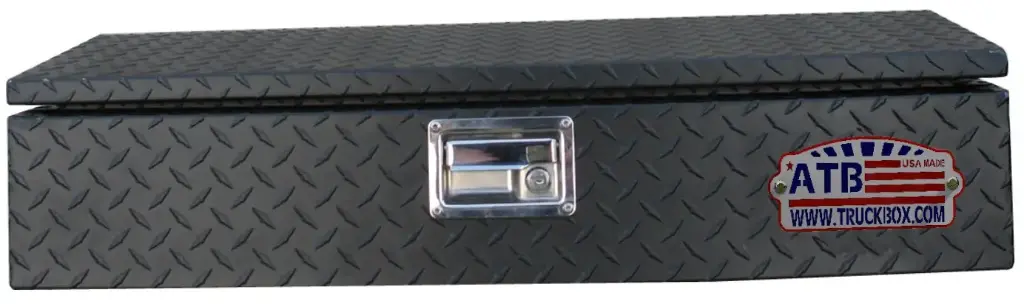 [A-SC31-101342-TTB] A-SC31 - 10"H x 13"D x 42"W - Aluminum ATV Box, HD Front Mount 4 Wheeler Box, Top Open Slanted Lid Sports Four Wheeler Box, All Diamond TP Powder Coated Tuscan Black Finish, with Double Gas Springs.