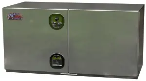 [A-SG52-181848DL-S] A-SG52 - 18"H x 18"D x 48"W - .125 Aluminum Underbody Semi Truck Trailer Toolbox, Super HD, All Smooth Finish, Left Side Open Double Doors with Door Support and Double DT-T-Handle Lock