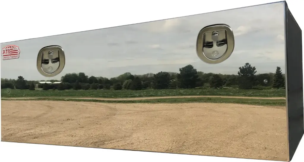 [A-SG52-182472SD-M] A-SG52 - 18"H x 24"D x 72"W - Aluminum Semi Truck Super HD Trailer Toolbox, All Smooth Body, Mirror Finish Single Drop Open Door with Chains and SS DT-T-Handle Locks