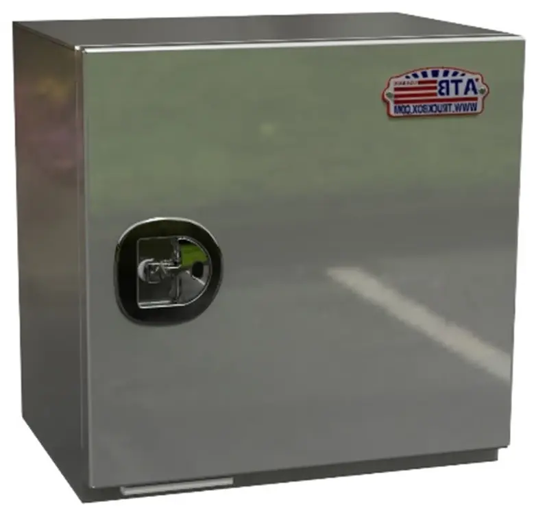 [A-SG52-242424SR-S] A-SG52 - 24"H x 24"D x 24"W - Aluminum Semi Truck Super HD Trailer Toolbox, All Smooth Finish, Right Side Open Single Door with SS DT-T-Handle Locks
