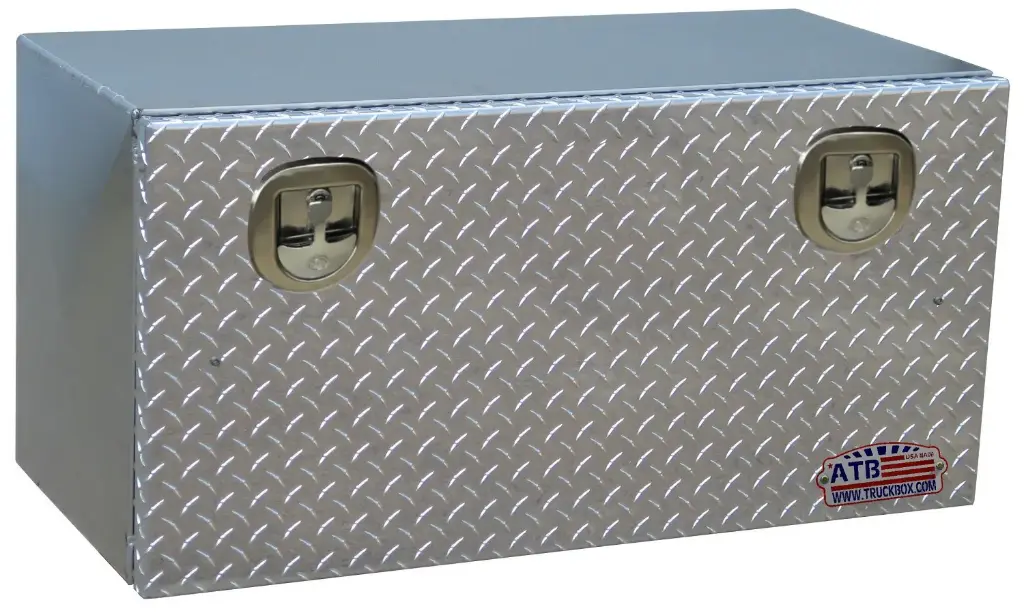 [A-SG52-242460SD-T] A-SG52 - 24"H x 24"D x 60"W - Aluminum Semi Truck Trailer Underbody Toolbox, Super HD, All Smooth Body, Diamond TP Single Drop Open Door with Chains and SS DT-Handle Locks