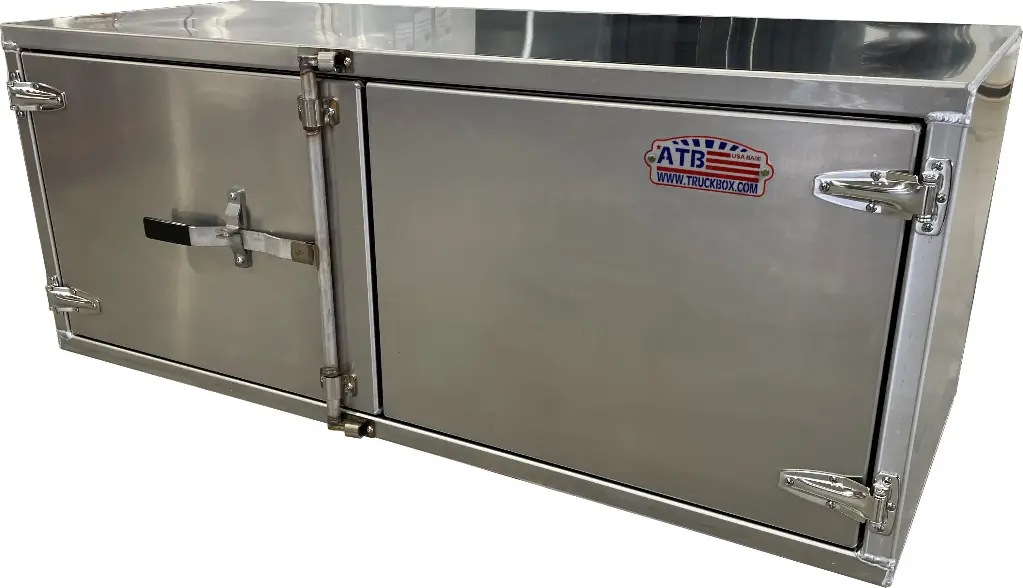 [A-SR55-181848DL-S] A-SR55 - 18"H x 18"D x 48"W - Aluminum Semi Truck Super HD Trailer Toolbox, All Smooth Finish, Left Side Open Double Doors with Heavy Hinge and SS Bar Latch Lock.