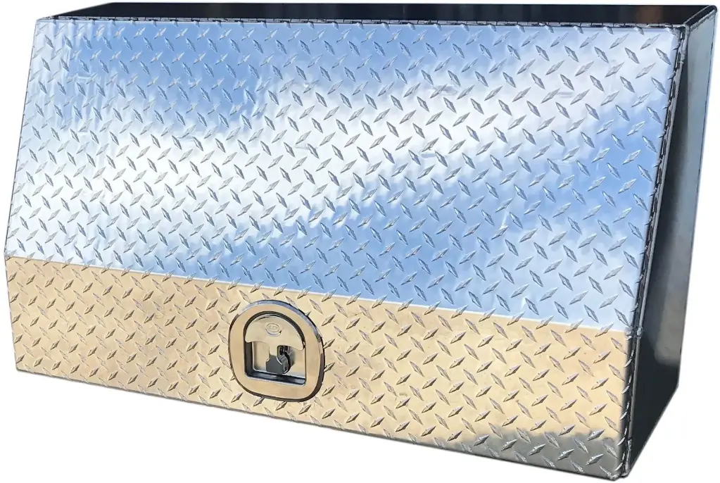 [A-SU41-211436S-T] A-SU41 - 21"H x 14"D x 36"W - Aluminum Top Side Mount Compartment Utility HD Toolbox, All Smooth Body, Diamond TP Single Top Hinged Door With SS DT-Handle Lock