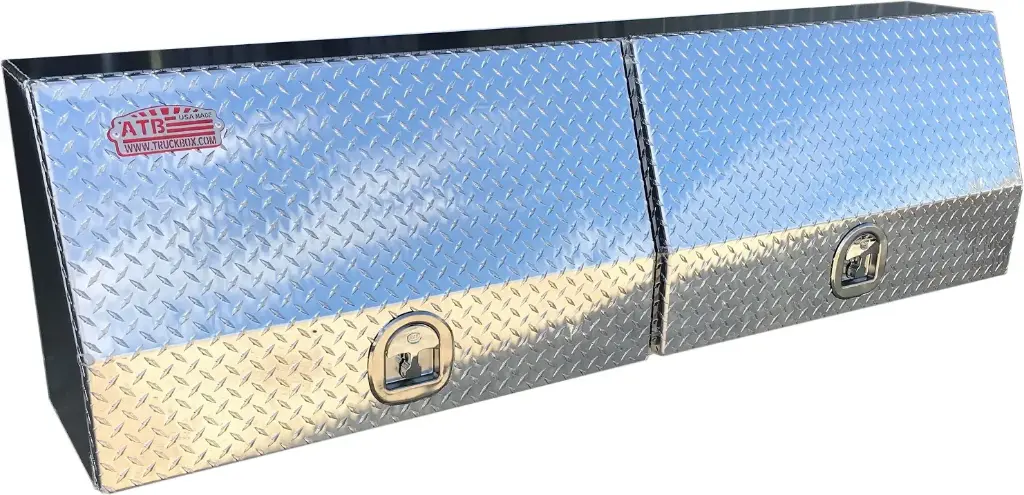 [A-SU41-211472D-T] A-SU41 - 21"H X 14"D X 72"W - Aluminum Top Side Mount Compartment Utility HD Toolbox, All Smooth Body, Diamond TP Double Top Hinged Doors with SS DT-T Handle Lock.