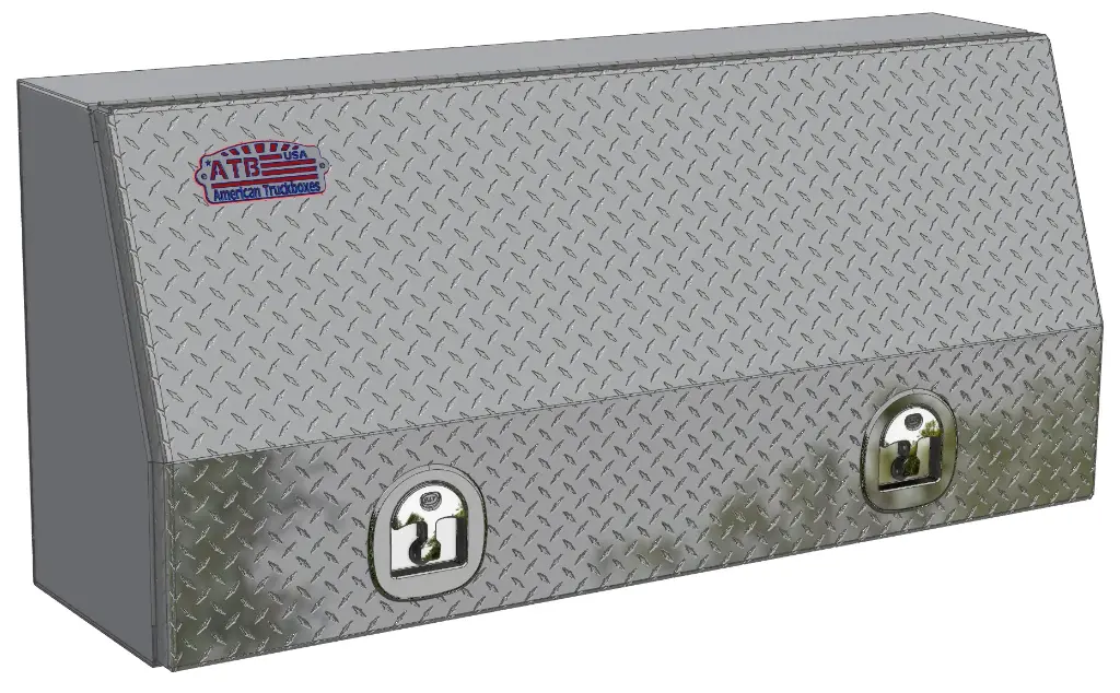 [A-SU41-282048S-T] A-SU41 - 28"H x 20"D x 48"W - Aluminum Top Side Mount Compartment Utility HD Toolbox, All Smooth Body with Shelf and Diamond TP Finish Single Top Hinged Bottom Open Door with SS T-Handle Lock.
