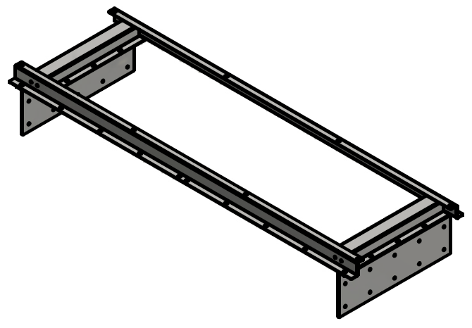 [M36-1836D-BX] M36-1836D-BX Underbody Top Hanging Mounting Kit, 18"D x 36"W - HD Steel and Powder Coated Black.