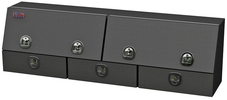 [S-DU41-282094DT-BX] S-DU41 - 28"H x 20"D x 94"W - Steel Drawer Utility Toolbox, HD, Double Top Hinged Doors and Triple Drawers, DT-T-Handle Locks and Powder Coated MX-Black