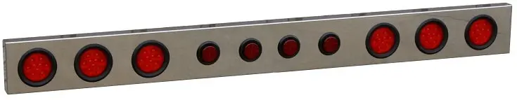 [SS-LB4L-7278-10R] SS-LB4L - 7.5"H x 2"D x 78"W -Stainless Steel Mirror Finish Light Bar Rack - 6 = 4 Red LEDs and 4 = 2.5 Red LEDs