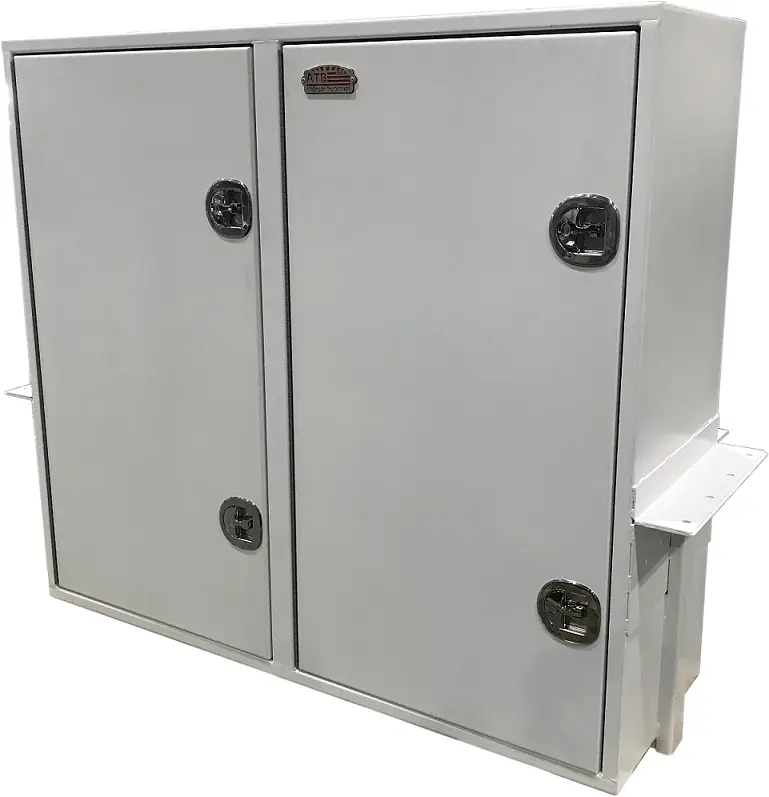 [S-SRD53M-652472DL-WX739] S-SRD53M - 65"H x 24"D x 72"W - Steel Tank/Drawer Toolbox, M-Brackets, Double Left Side Doors W/Divider, DT-Locks, 9 Shelves & 9 Drawers & PD WX White Finish