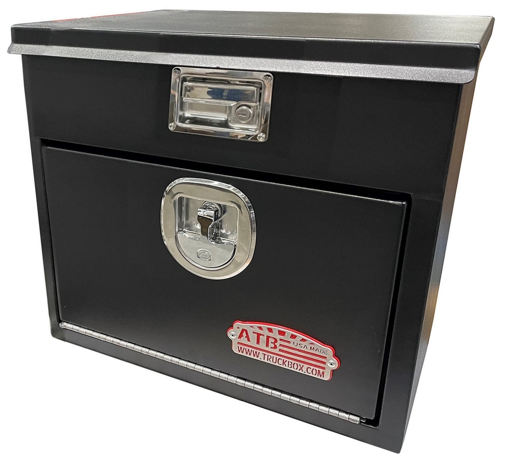 [S-TB44-201648SS-BX4] S-TB44 - 20"H x 16"D x 48"W - Steel Top Bottom Utility Truck Toolbox, HD, Single Top Open Lid with Gas Springs, Single Drop Open Door With DT-T-Handle Locks, 4 Drawers (2 Per Side), Powder Coated MX-Black