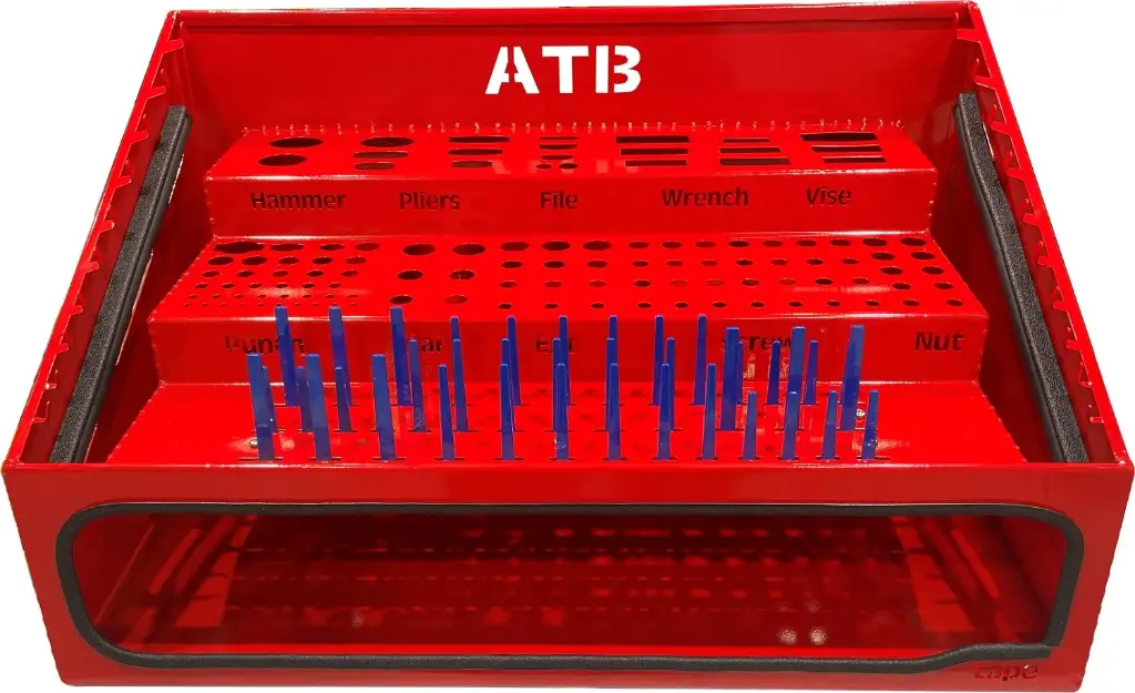 [S-TO31-141626-R] S-TO31 - 14"H x 16"D x 26"W - Steel Professional HD Tool Organizer, 3 Level with Bottom Compartment, (Fits DU4 28" H Boxes) Side Handles, Powder Coated Viper Red