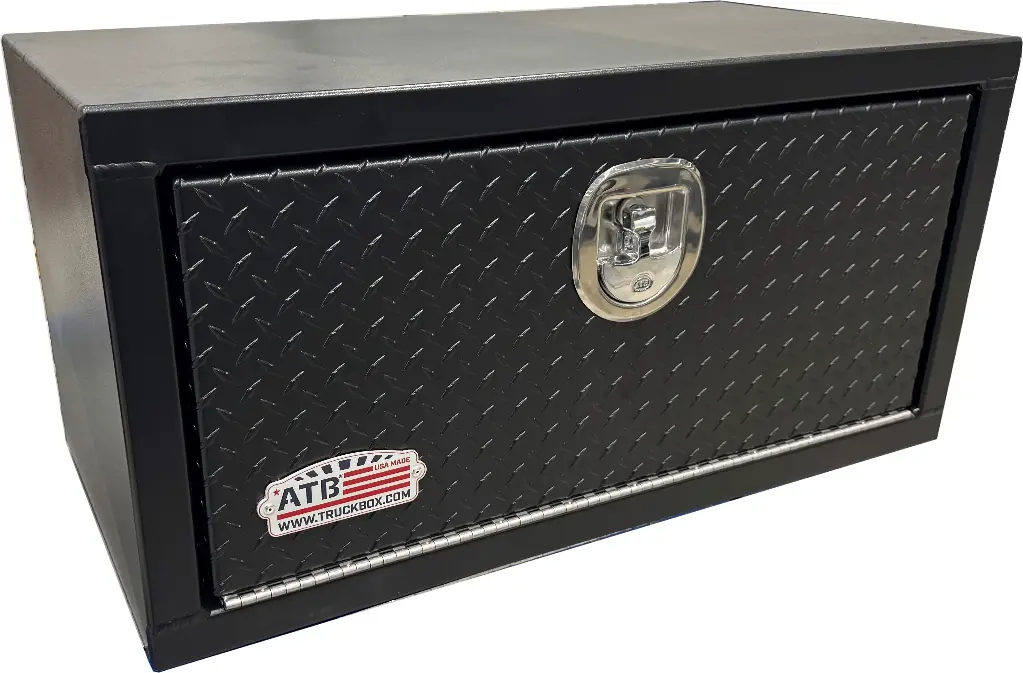 [A-SR51-181848SD-TBX] A-SR51 - 18"H x 18"D x 48"W - Aluminum Truck Super HD Trailer Toolbox, All Powder Coated MX-Black Finish, All Smooth Body and Diamond TP Finish Single Drop Open Door with Chains and Double SS DT-T-Handle Locks.