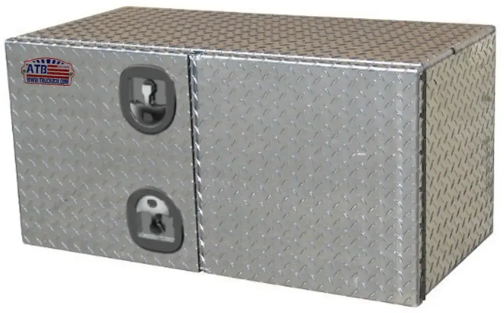 [A-SG52-182448DL-T] A-SG52 - 18"H x 24"D x 48"W - .125 Aluminum Semi Truck Trailer Toolbox, Super HD, All Diamond TP Finish, Left Side Open Double Doors with Door Support and Double DT-T-Handle Lock 