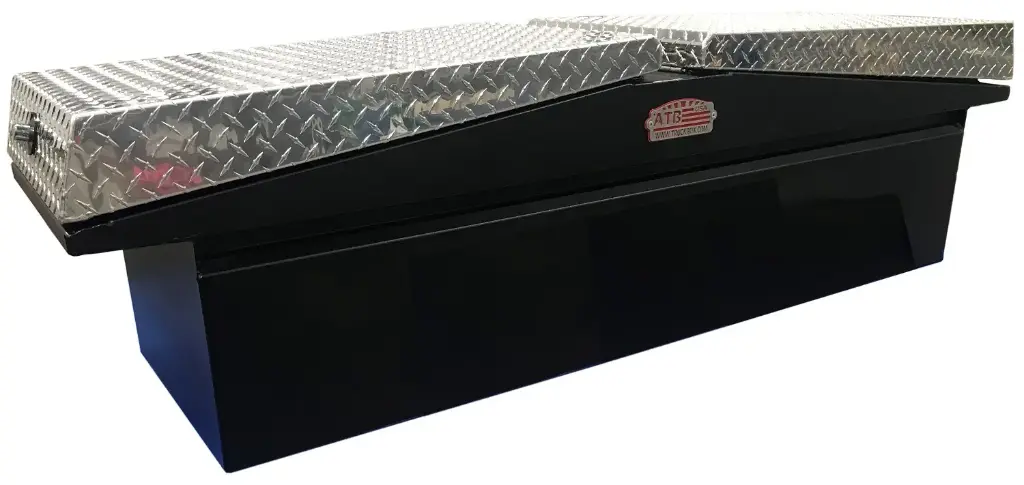 [A-LG4-162062-TBXB] A-LG4 - 16"H x 20"D x 62"W - Aluminum HD Pickup Truck Low Profile Gullwing (EZ Grab) Cross Toolbox, Pro-Tray & M-Hardware, Smooth Body and Double Top Open TP Lids and Push-in Locks. 