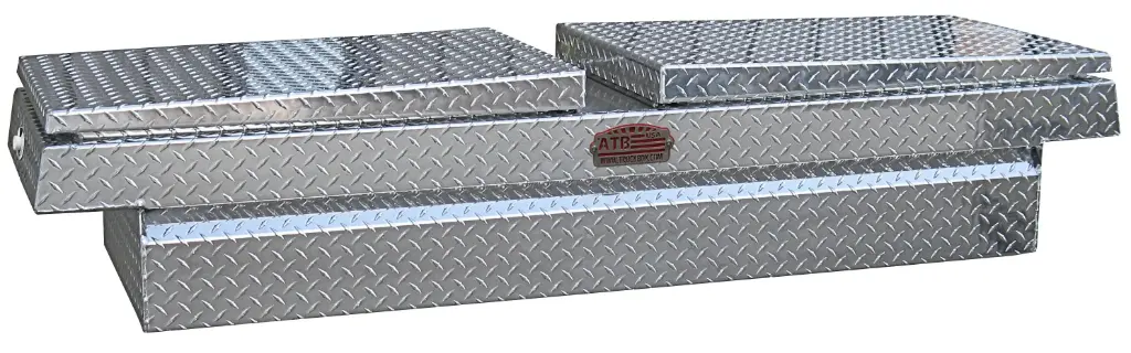 A-HG Series - Aluminum Pickup Truck Crossover Gull Wing Toolbox, Heavy Duty, Double Top Open Lids with Advanced Push Button Locks, Pro-Sliding Tray & Mounting Hardware, All Diamond TP Finish 