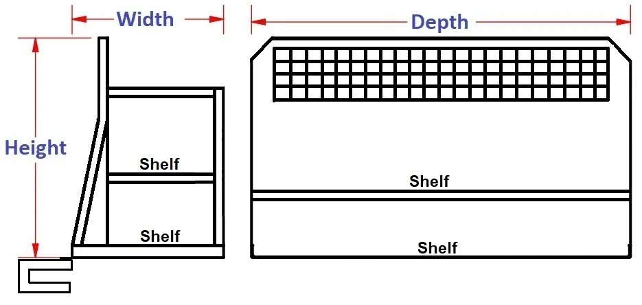 A-PC51- Chevy - 45"H x 57"W - Aluminum Pickup Back Seat Cargo Storage Cab Divider Shelf System, Super Heavy Duty with Fire Extinguisher Space - Short Shelf, Powder Coated MX-Black BODY ONLY.