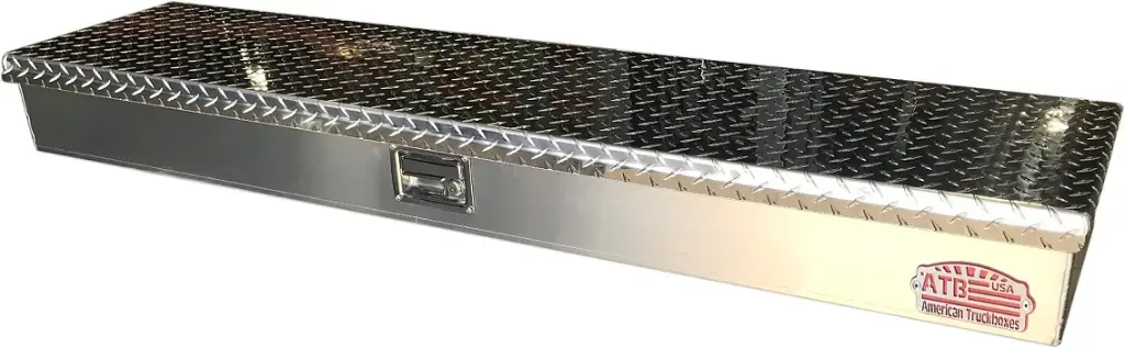 A-TM41 - 6"H x 14"D x Aluminum Top Compartment Toolbox, Heavy Duty, All Smooth Body, Diamond Tread Plate Top Open Single/Double Lids with Gas Springs, Lift Handle Lock & Adjustable Dividers.