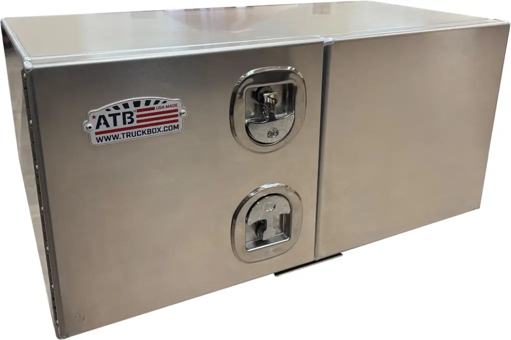 A-SG52 - .125 Aluminum Underbody Semi Truck Trailer Toolbox, Super Heavy Duty, All Smooth Finish, Double Side Open Doors with Double SS DT-T Handle Locks.