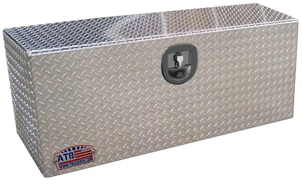 A-SG41 - .100 Aluminum Truck Trailer Utility Toolbox, Heavy Duty, All Diamond Tread Plate Finish, Single Drop Open Door with Cables & SS DT-T Handle Lock.