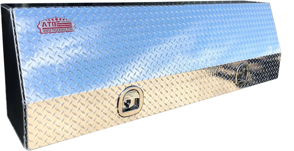 A-SU41 - Aluminum Top Side Mount Compartment Utility Toolbox, Heavy Duty, All Smooth Body, Diamond TP Single Top Hinged Door with Heavy Duty Shelf & SS DT-T Handle Locks - Plain/Powder Coat Finish.