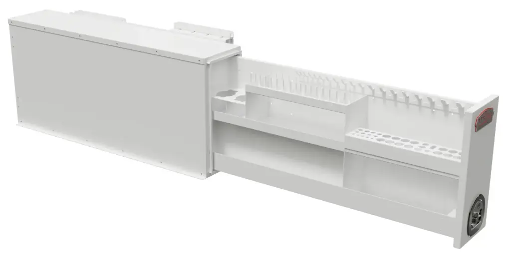 A-DF42O- Aluminum Heavy Duty Pickup Drawer-Fender Toolbox, with Tool Organizer Pull Drawer & SS DT-T-Handle Lock, All Smooth/Powder Coated Finish